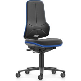 Neon XXL Arbejdsstol, sort/blå, PU-skum, hjul