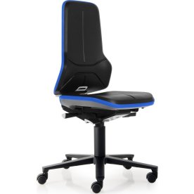 Neon Arbejdsstol, sort/blå, PU-skum, hjul