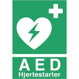 Hjertestarter infoskilt (DK), 210x148 mm