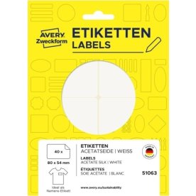 Avery 51063 navneskilte håndskrift, 80x54mm, silke