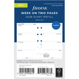 Filofax 2026 Refill | Mini | Uge | Engelsk