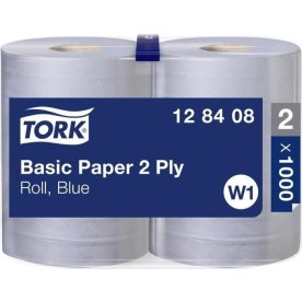 Tork W1 Basic Aftørringspapir, Blå, 2-lag