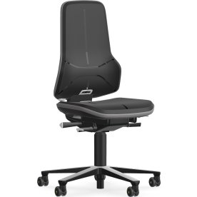 Neon ESD Arbejdsstol, sort/grå, PU-skum, hjul
