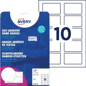 Avery J4785-20 Navneskilte |80x50mm|200 stk.| hvid
