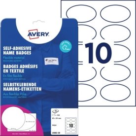 Avery J4882-20 Navneskilte, Oval 85x50mm, 200 stk.