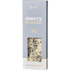 Xocolatl Merry Christmas Hvid Choko/Lakrids, 50g
