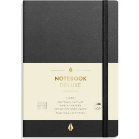 Burde Deluxe Notesbog, A6, linjeret, black