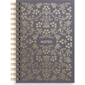 Burde Notesbog, A5, linjeret, black flower