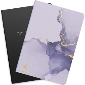 Burde Notesbog | 14x21 cm | 2-pk | Lilac & black