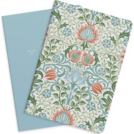 Burde Noteshæfte, 14x21 cm, 2-pk, blue & flower