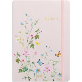 Burde Deluxe Notesbog, A5, linjeret, pink meadow