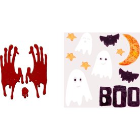 Halloween Vinduespynt Blodige Hænder og Spøgelse