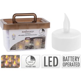 LED Fyrfadslys m. Timer, 24 stk., Ø38 mm
