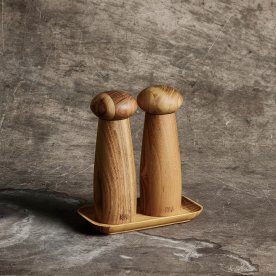 Aida RAW Kværnesæt m. bakke, 3 dele, Teaktræ