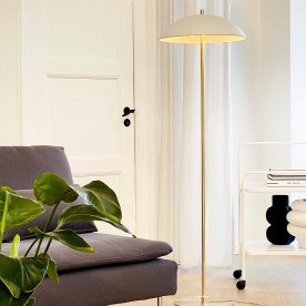 Dyberg Larsen Globus Gulvlampe, hvid/messing