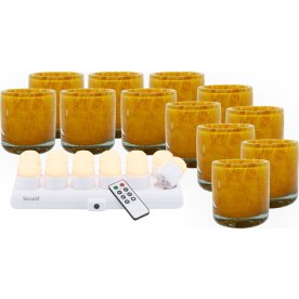 Securit® AYLA orange glasstage m/hvid LED, 12 stk