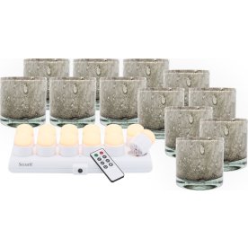 Securit® AYLA grå glasstage m/hvid LED, 12 stk