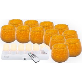 Securit® LUNA orange glasstage m/hvid LED, 12 stk