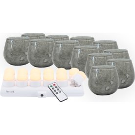 Securit® LUNA grå glasstage m/hvid LED, 12 stk