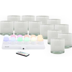 Securit® AYLA hvid glasstage m/farve LED, 12 stk