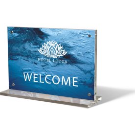 Akryl display, magnetisk, 10x15 cm, logo