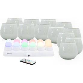Securit® LUNA hvid glasstage m/farve LED, 12 stk