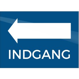 Skilt | Indgang med pil til venstre | 18x13 cm
