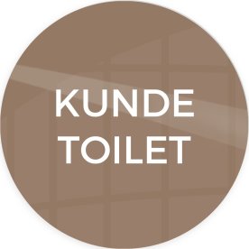 Skilt | Kundetoilet | Ø10 cm | Brun