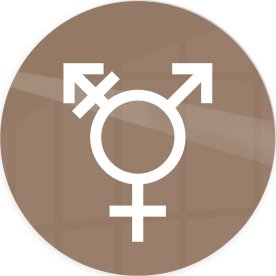 Skilt | Kønsneutral symbol | Ø10 cm | Brun