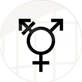 Skilt | Kønsneutral symbol | Ø10 cm | Hvid
