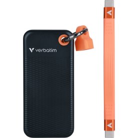 VERBATIM USB 3.2 Gen 2 2TB, SSD, Sort/Orange
