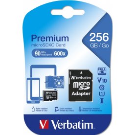 Verbatim Hukommelseskort, Micro SDXC Premium 256GB
