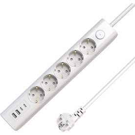 MicroConnect Stikdåse, 5-stik, med USB