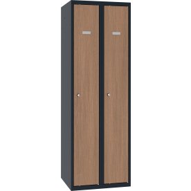 Proff garderobeskab,2x1,Plan,H.lås,Antracit/valnød