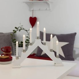 Trappestage i Træ m. 7 Lys, Hvid