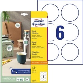 Avery runde produktetiketter | Ø 80 mm | 60 stk.