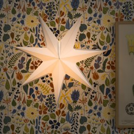 Papirstjerne, hængende, 7 spidser, Ø60 cm, hvid