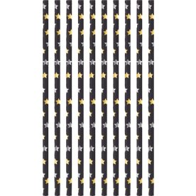 Sugerør, 10 stk, papir, sort m. stjerner