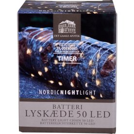 Lyskæde m/100 LED, 4,9m, sølvfarvet