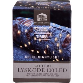 Lyskæde m/100 LED, 9,9m, sølvfarvet