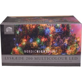 Lyskæde m/200 LED, 19,9m, flere farvet
