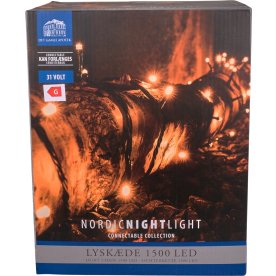 Lyskæde m/1500 LED, 74,95m, forbindelig, varm hvid