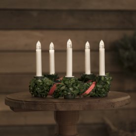 Luciakrone m. Grønne Blade og Bånd, 5 lys