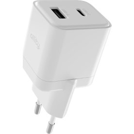 Allity Oplader, 1x USB-C, 1x USB-A, 20W - Hvid