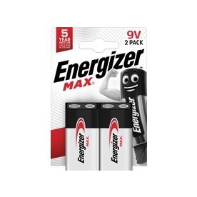 Energizer Max Alkaline 9V batteri, 2 stk.