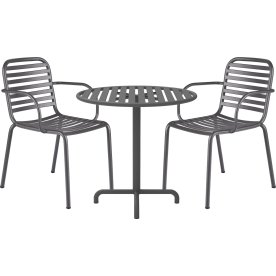 Ivy Cafébord ø76cm + 2 stole Ivy Pipe, Antracit