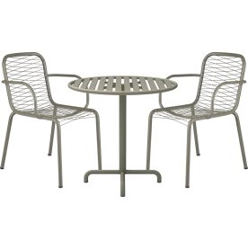 Ivy Cafébord ø76cm + 2 stole Ivy Wire, Olivengrøn