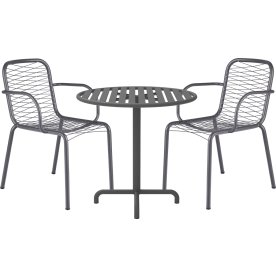 Ivy Cafébord ø76cm + 2 stole Ivy Wire, Antracit