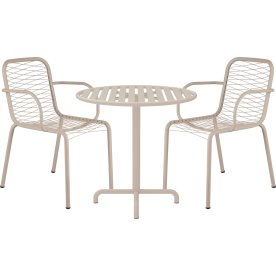 Ivy Cafébord ø76cm + 2 stole Ivy Wire, Taupe