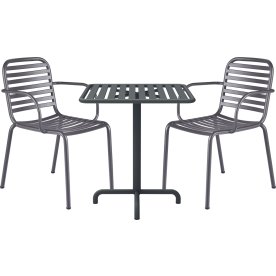 Ivy Cafébord L66cm + 2 stole Ivy Pipe, Antracit